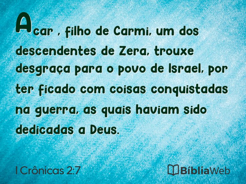 I Crônicas 2:7 em imagem para compartilhar