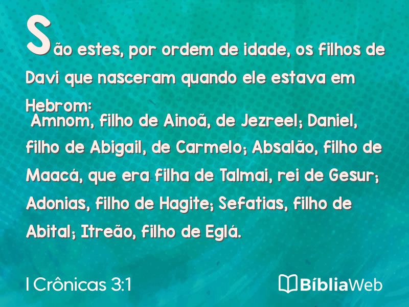 I Crônicas 3:1 em imagem para compartilhar