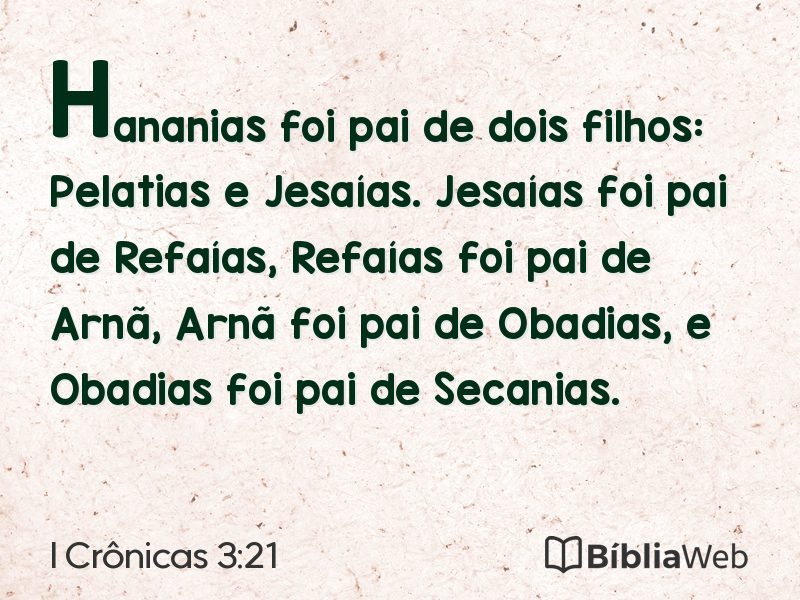 I Crônicas 3:21 em imagem para compartilhar