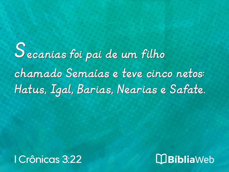 I Crônicas 3:22 em imagem para compartilhar