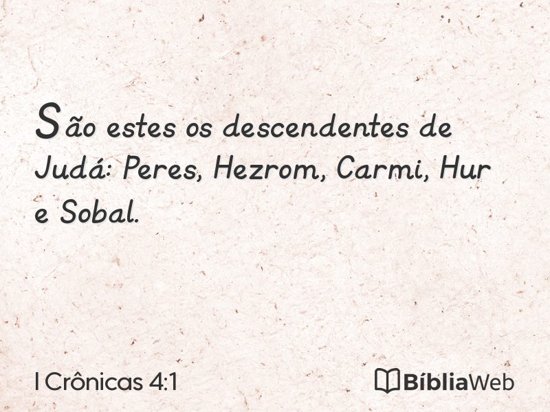 I Crônicas 4:1 em imagem para compartilhar