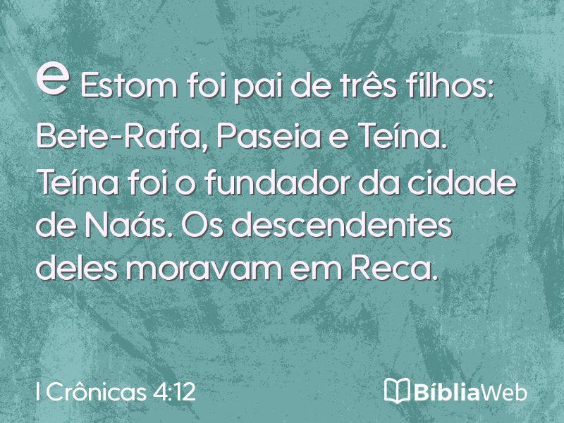 I Crônicas 4:12 em imagem para compartilhar