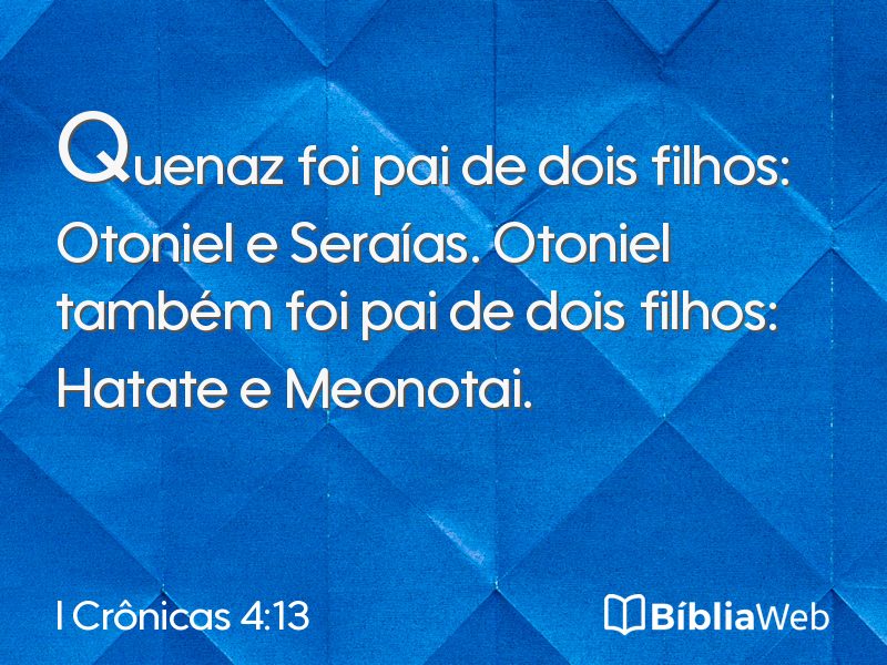 I Crônicas 4:13 em imagem para compartilhar