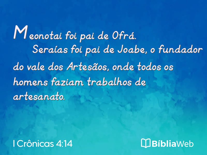 I Crônicas 4:14 em imagem para compartilhar