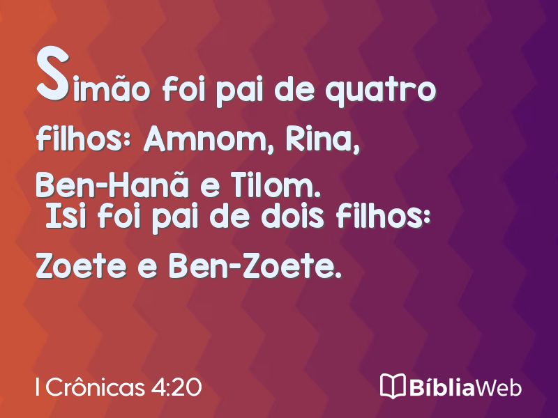 I Crônicas 4:20 em imagem para compartilhar