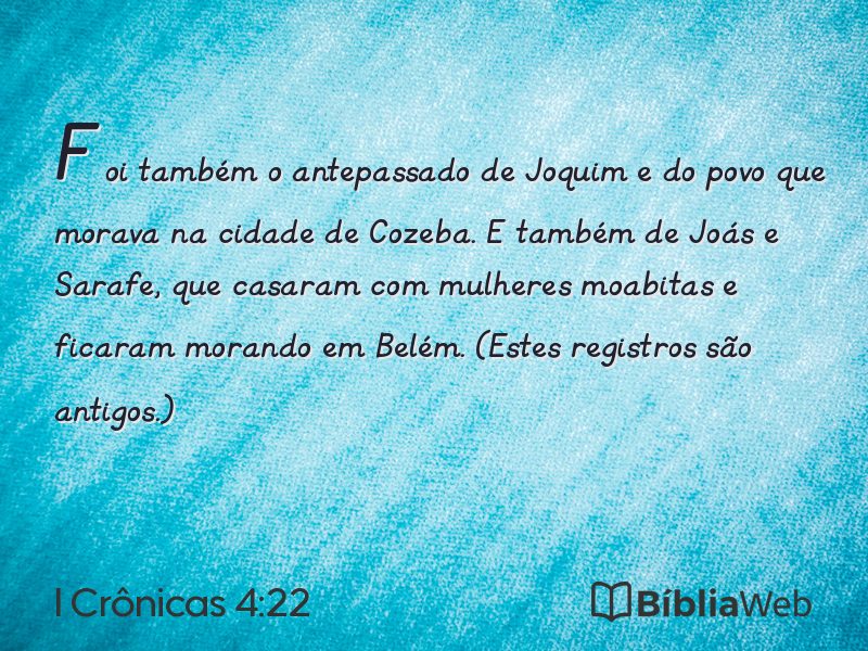 I Crônicas 4:22 em imagem para compartilhar