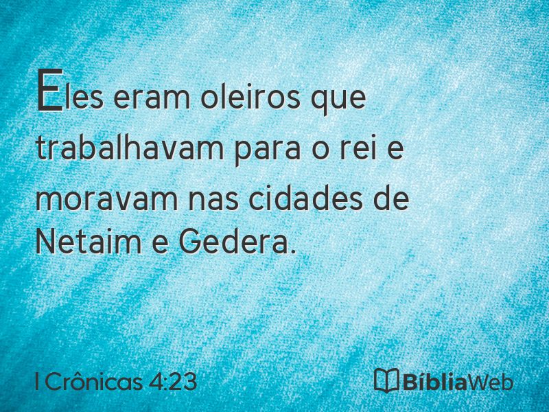 I Crônicas 4:23 em imagem para compartilhar