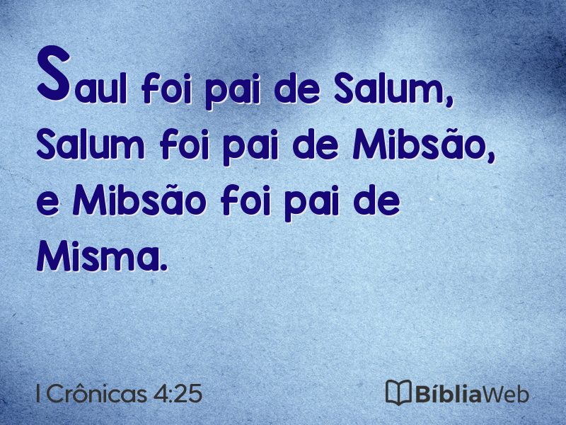 I Crônicas 4:25 em imagem para compartilhar
