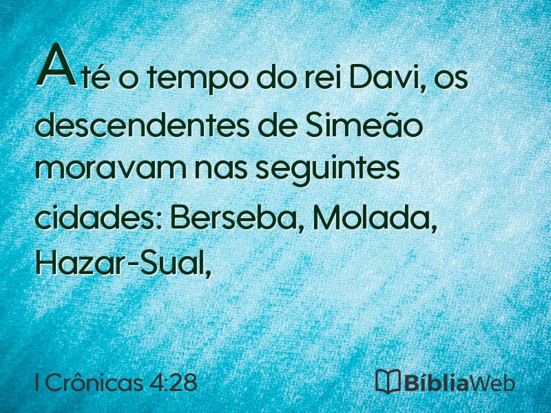 I Crônicas 4:28 em imagem para compartilhar