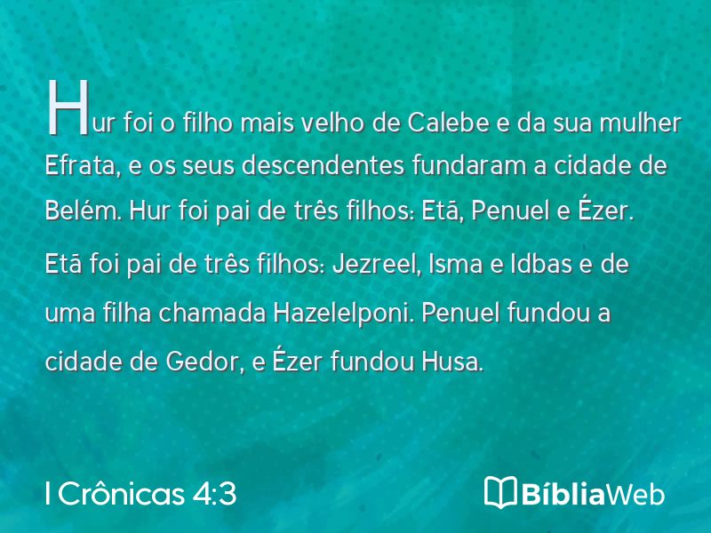 I Crônicas 4:3 em imagem para compartilhar