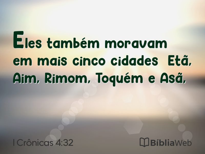 I Crônicas 4:32 em imagem para compartilhar
