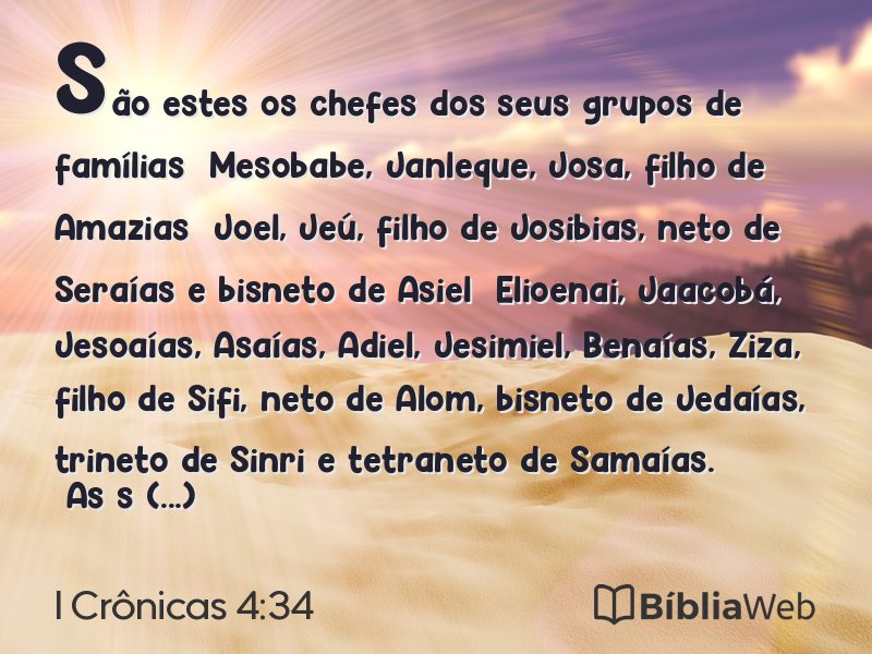 I Crônicas 4:34 em imagem para compartilhar