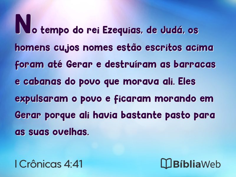 I Crônicas 4:41 em imagem para compartilhar