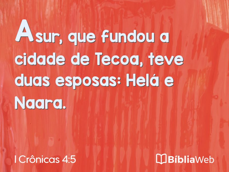 I Crônicas 4:5 em imagem para compartilhar
