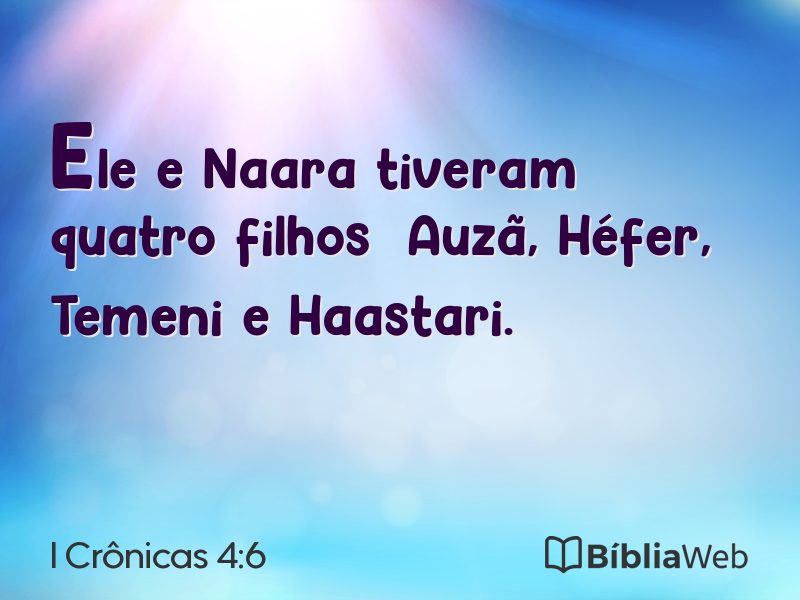 I Crônicas 4:6 em imagem para compartilhar