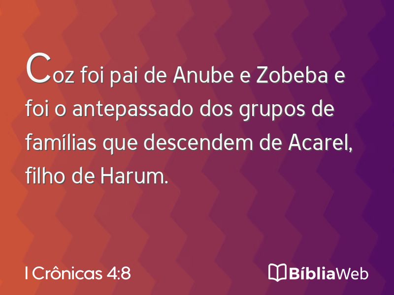 I Crônicas 4:8 em imagem para compartilhar