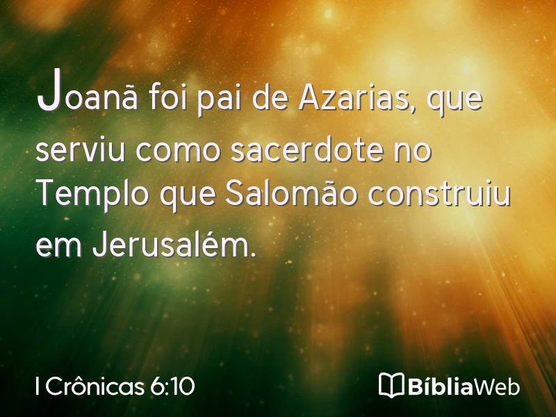 I Crônicas 6:10 em imagem para compartilhar