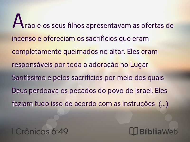 I Crônicas 6:49 em imagem para compartilhar