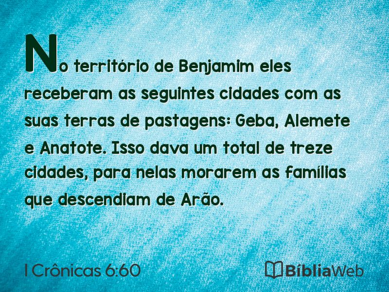 I Crônicas 6:60 em imagem para compartilhar