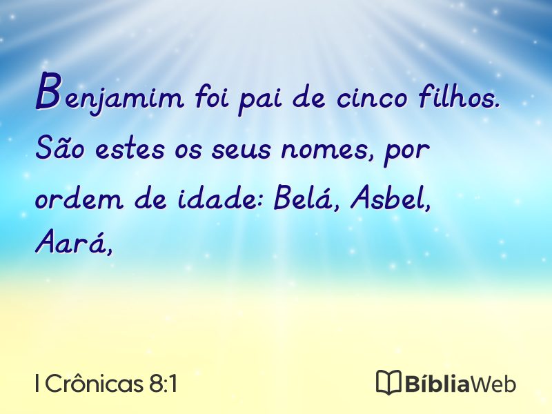 I Crônicas 8:1 em imagem para compartilhar