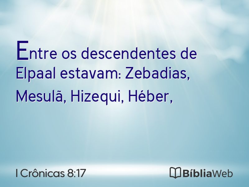 I Crônicas 8:17 em imagem para compartilhar