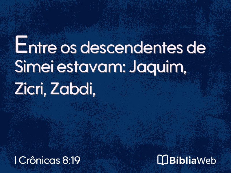 I Crônicas 8:19 em imagem para compartilhar