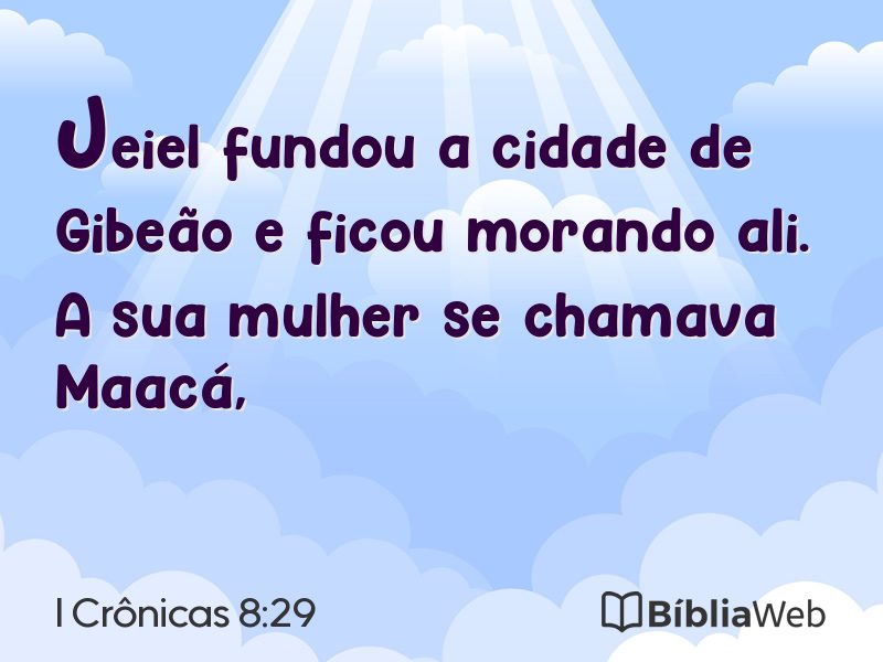 I Crônicas 8:29 em imagem para compartilhar