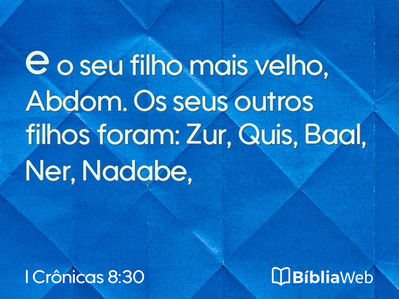 I Crônicas 8:30 em imagem para compartilhar
