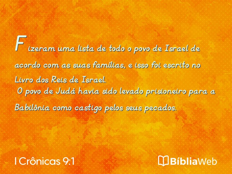 I Crônicas 9:1 em imagem para compartilhar