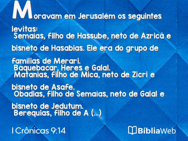 I Crônicas 9:14 em imagem para compartilhar