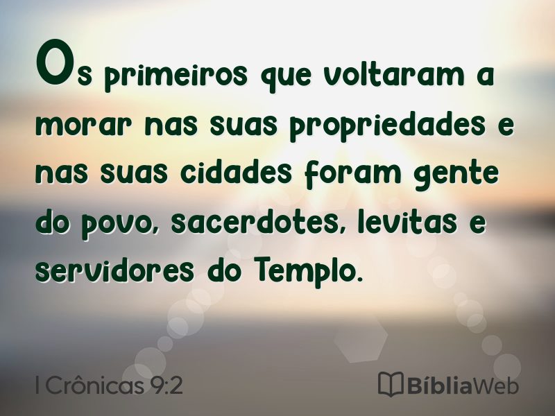 I Crônicas 9:2 em imagem para compartilhar