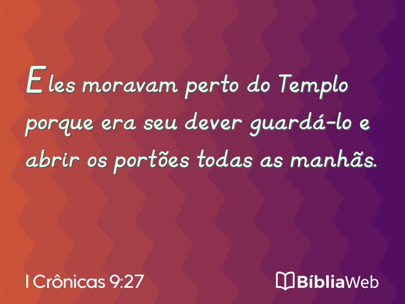 I Crônicas 9:27 em imagem para compartilhar