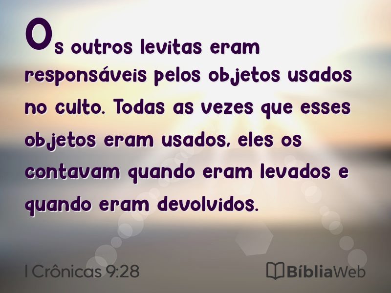 I Crônicas 9:28 em imagem para compartilhar