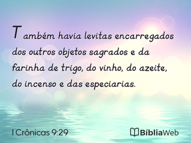 I Crônicas 9:29 em imagem para compartilhar
