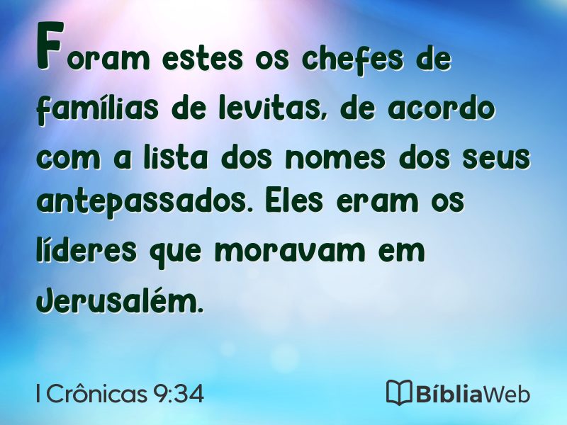 I Crônicas 9:34 em imagem para compartilhar