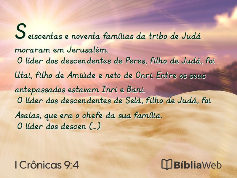 I Crônicas 9:4 em imagem para compartilhar