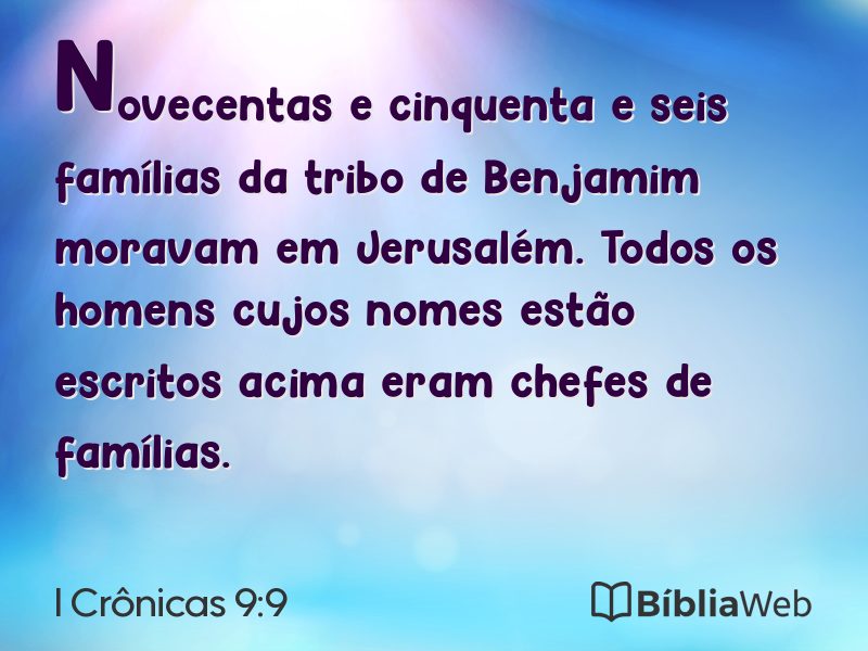 I Crônicas 9:9 em imagem para compartilhar
