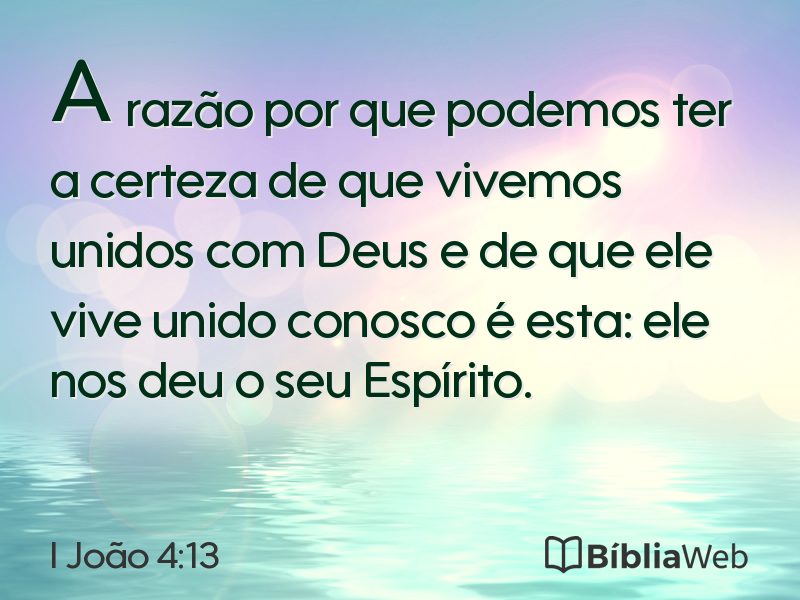 I João 4:13 em imagem para compartilhar