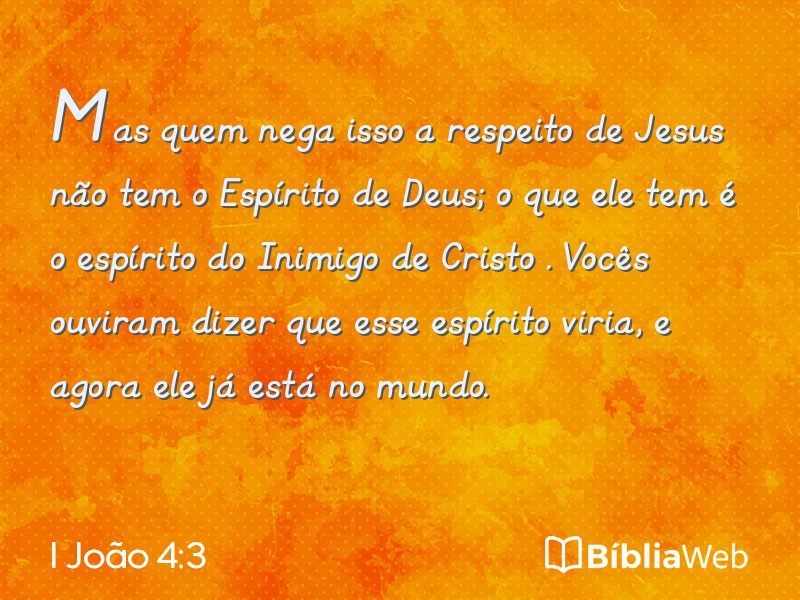 I João 4:3 em imagem para compartilhar