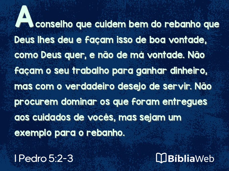 I Pedro 5:2-3 em imagem para compartilhar