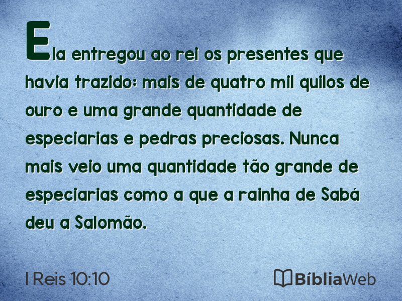 I Reis 10:10 em imagem para compartilhar
