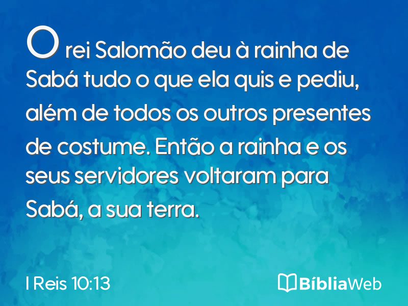 I Reis 10:13 em imagem para compartilhar