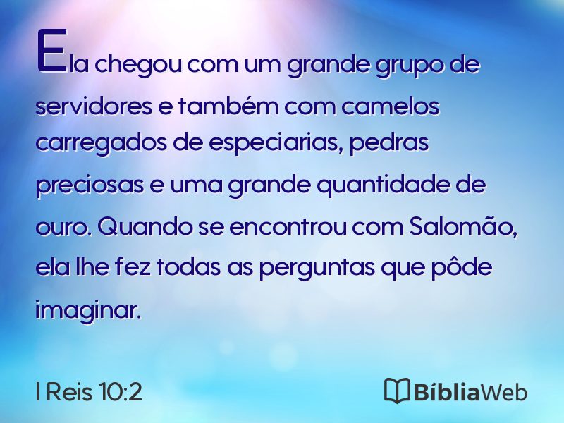I Reis 10:2 em imagem para compartilhar