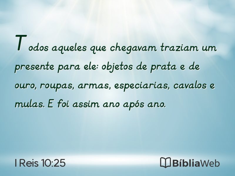 I Reis 10:25 em imagem para compartilhar