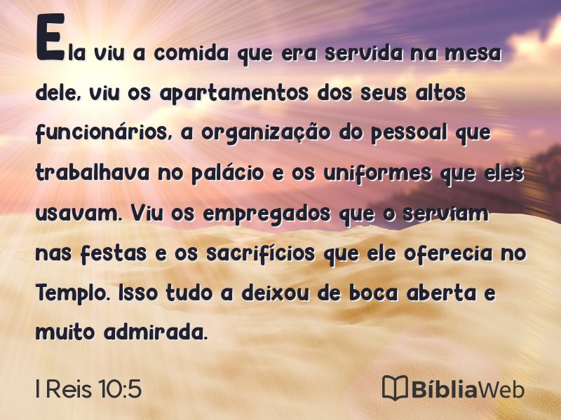 I Reis 10:5 em imagem para compartilhar