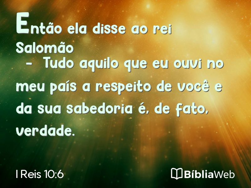 I Reis 10:6 em imagem para compartilhar