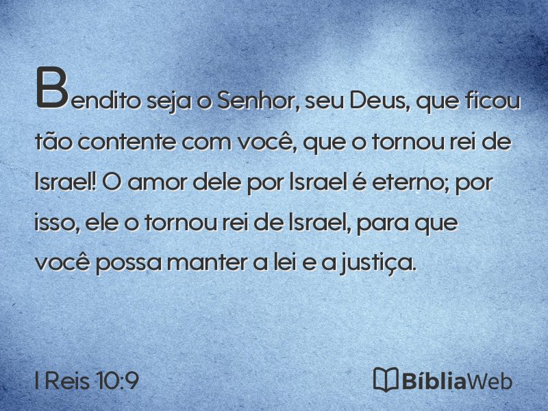 I Reis 10:9 em imagem para compartilhar