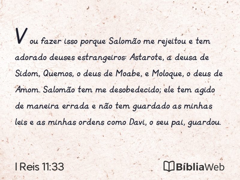 I Reis 11:33 em imagem para compartilhar