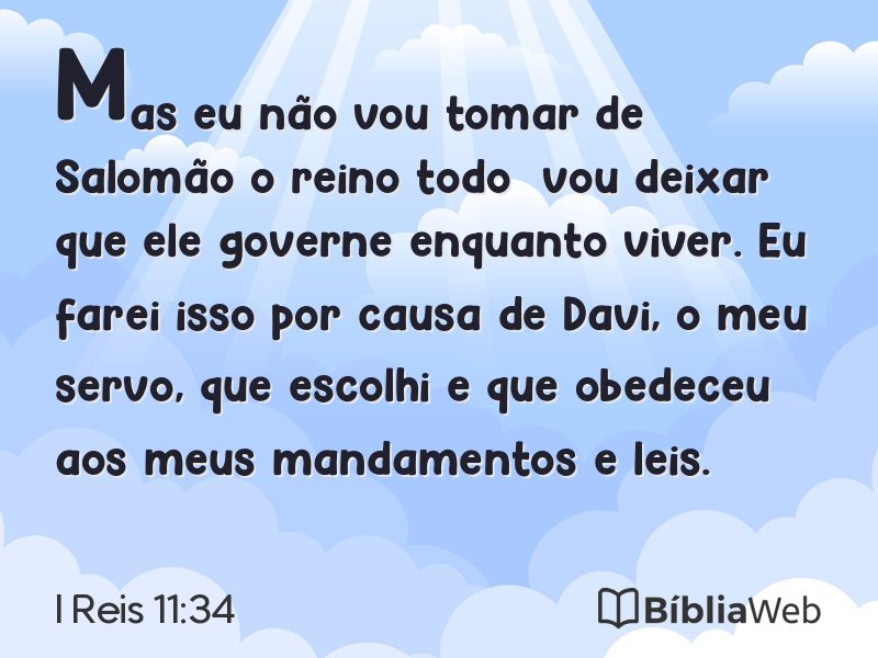 I Reis 11:34 em imagem para compartilhar