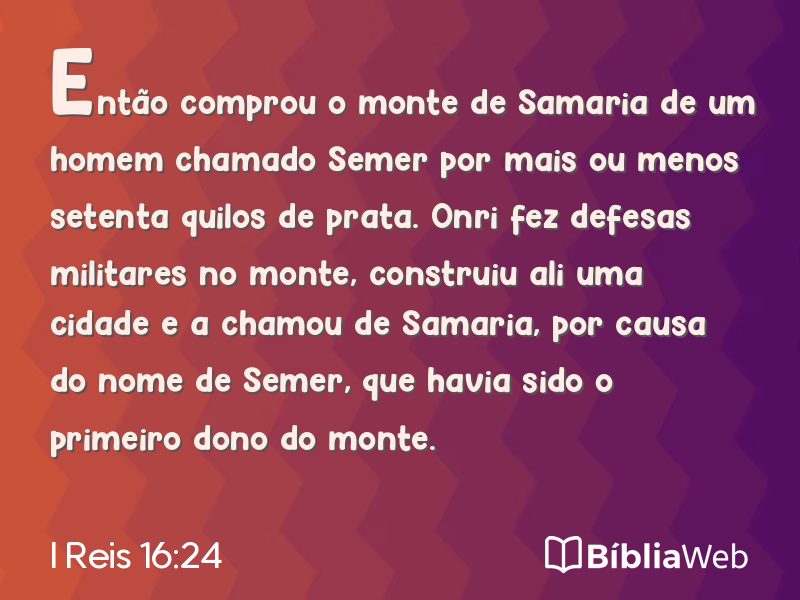 I Reis 16:24 em imagem para compartilhar